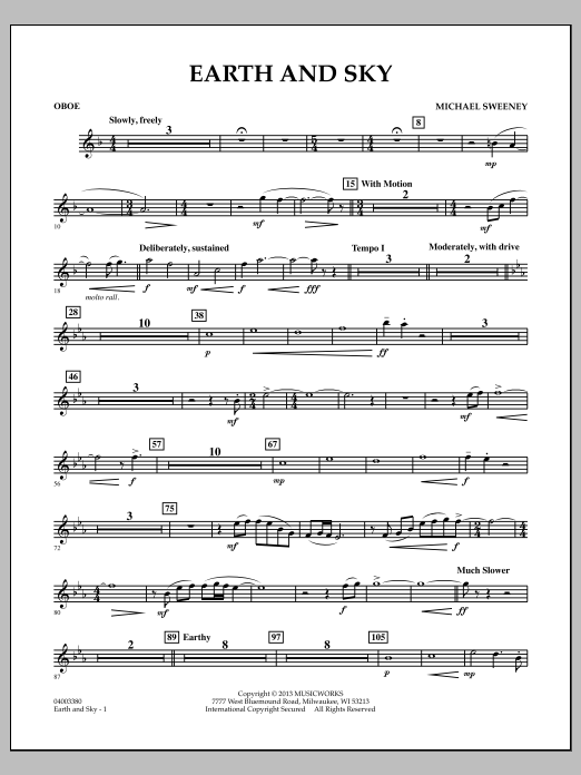 Learn to play Michael Sweeney Earth and Sky - Oboe sheet music for Concert Band in minutes. Michael Sweeney Earth and Sky - Oboe sheet music notes and chords