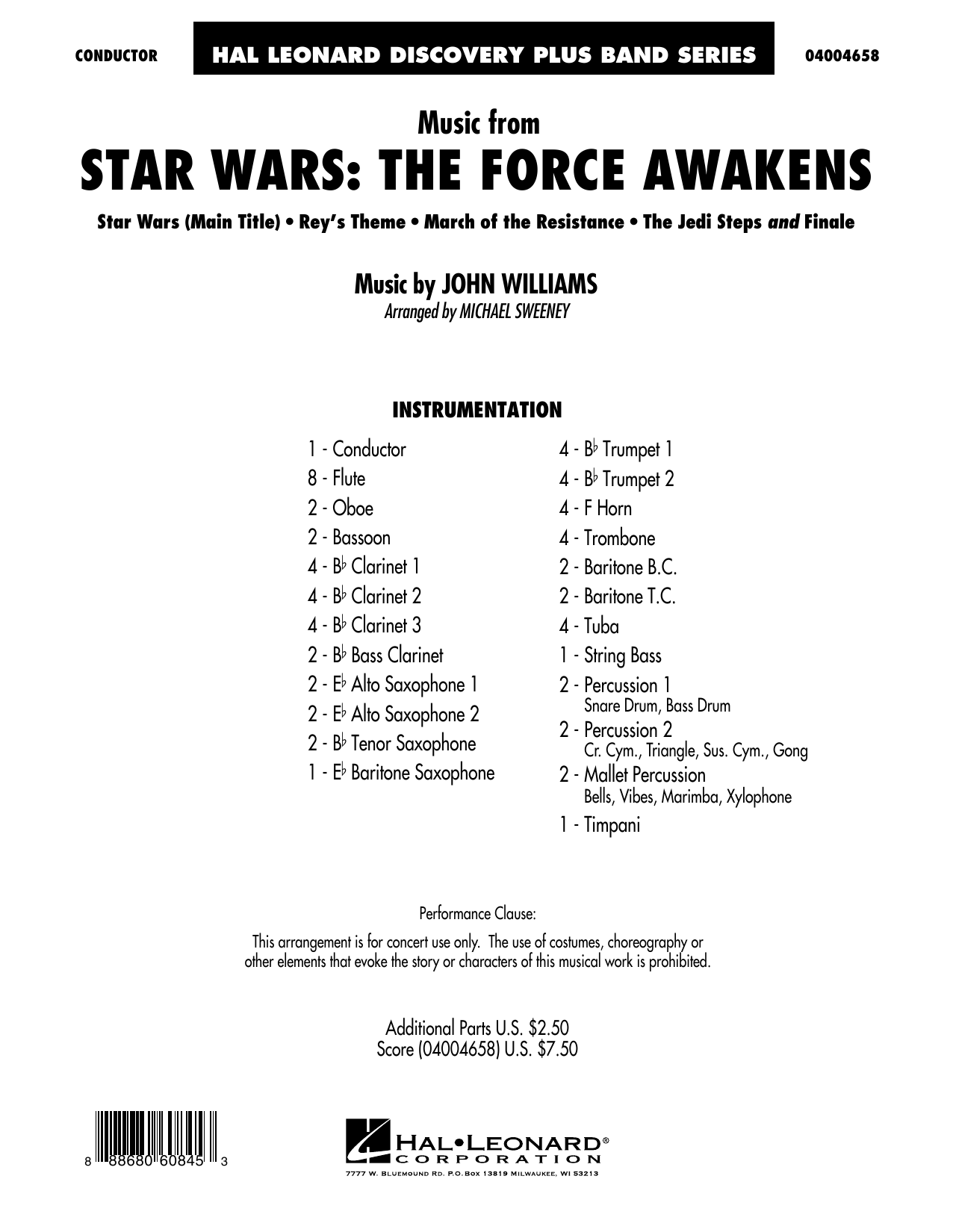 Learn to play Michael Sweeney Music from Star Wars: The Force Awakens - Conductor Score (Full Score) sheet music for Concert Band in minutes. Michael Sweeney Music from Star Wars: The Force Awakens - Conductor Score (Full Score) sheet music preview music notes and score for Concert Band including 26 page(s)