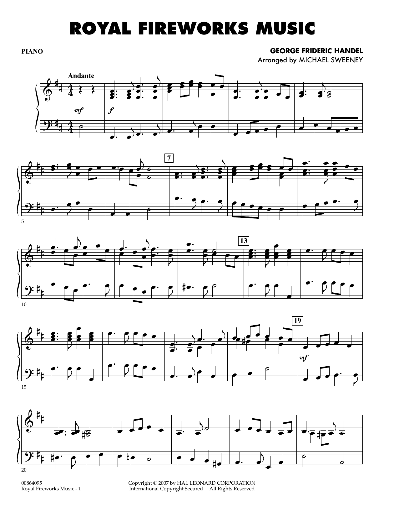 Learn to play Michael Sweeney Royal Fireworks Music - Timpani sheet music for Orchestra in minutes. Michael Sweeney Royal Fireworks Music - Timpani sheet music preview music notes and score for Orchestra including 2 page(s)