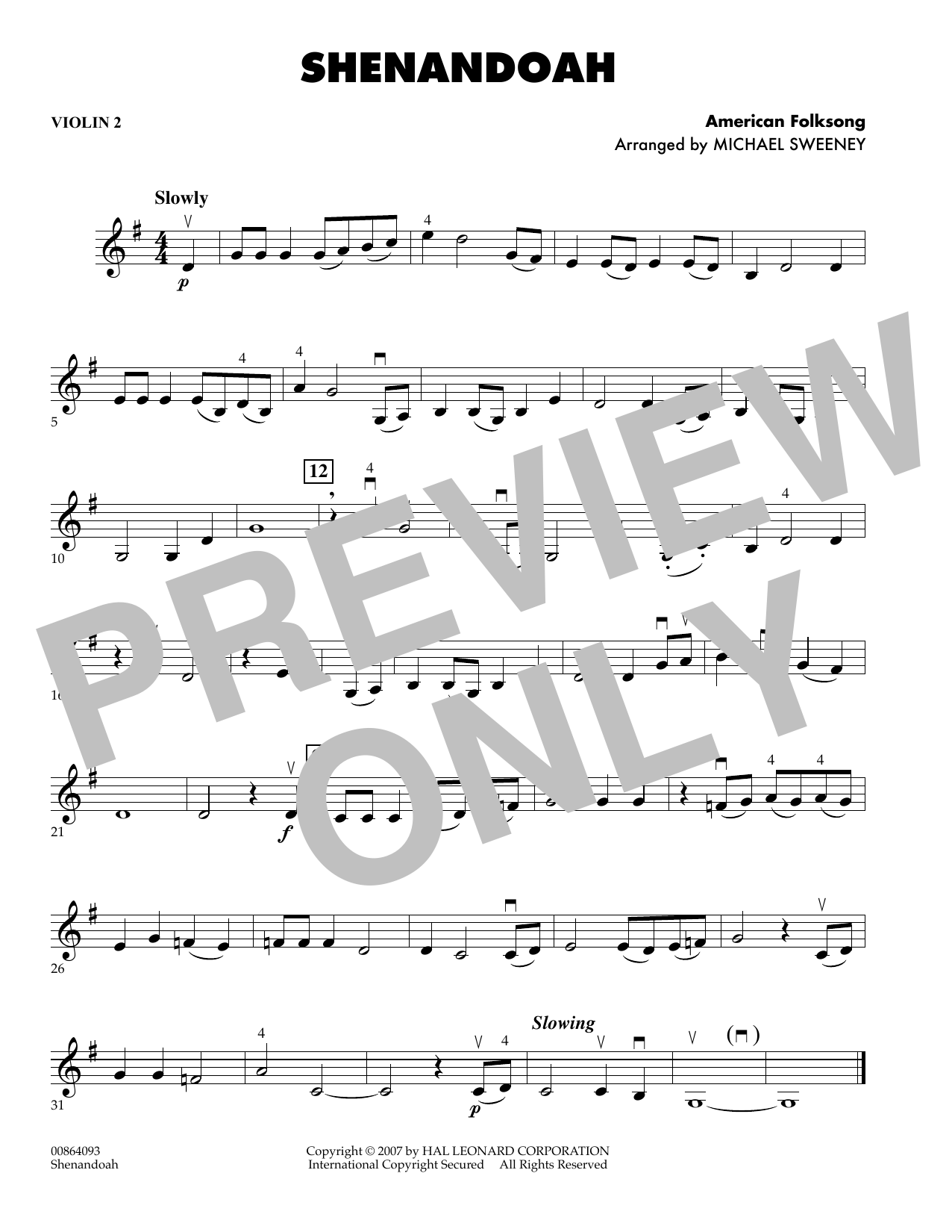 Learn to play Michael Sweeney Shenandoah - Violin 2 sheet music for Orchestra in minutes. Michael Sweeney Shenandoah - Violin 2 sheet music preview music notes and score for Orchestra including 1 page(s)