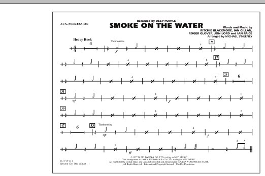 Learn to play Michael Sweeney Smoke On The Water - Aux Percussion sheet music for Marching Band in minutes. Michael Sweeney Smoke On The Water - Aux Percussion sheet music preview music notes and score for Marching Band including 1 page(s)