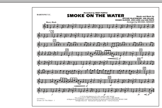 Learn to play Michael Sweeney Smoke On The Water - Baritone T.C. sheet music for Marching Band in minutes. Michael Sweeney Smoke On The Water - Baritone T.C. sheet music preview music notes and score for Marching Band including 1 page(s)