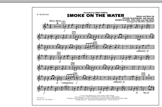 Learn to play Michael Sweeney Smoke On The Water - Eb Alto Sax sheet music for Marching Band in minutes. Michael Sweeney Smoke On The Water - Eb Alto Sax sheet music preview music notes and score for Marching Band including 1 page(s)