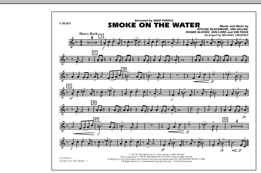 Learn to play Michael Sweeney Smoke On The Water - F Horn sheet music for Marching Band in minutes. Michael Sweeney Smoke On The Water - F Horn sheet music preview music notes and score for Marching Band including 1 page(s)