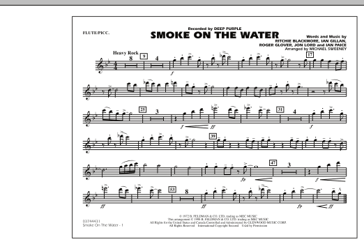 Learn to play Michael Sweeney Smoke On The Water - Flute/Piccolo sheet music for Marching Band in minutes. Michael Sweeney Smoke On The Water - Flute/Piccolo sheet music preview music notes and score for Marching Band including 1 page(s)