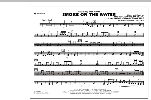 Learn to play Michael Sweeney Smoke On The Water - Quad Toms sheet music for Marching Band in minutes. Michael Sweeney Smoke On The Water - Quad Toms sheet music preview music notes and score for Marching Band including 1 page(s)