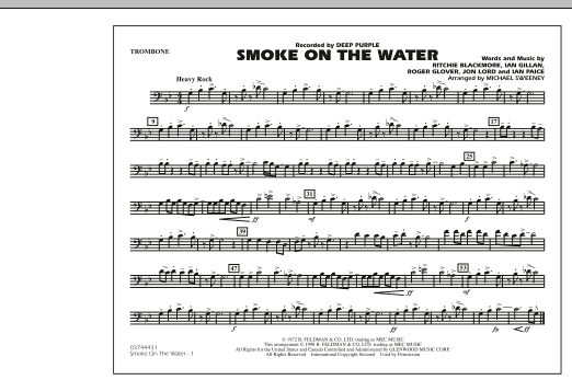 Learn to play Michael Sweeney Smoke On The Water - Trombone sheet music for Marching Band in minutes. Michael Sweeney Smoke On The Water - Trombone sheet music preview music notes and score for Marching Band including 1 page(s)