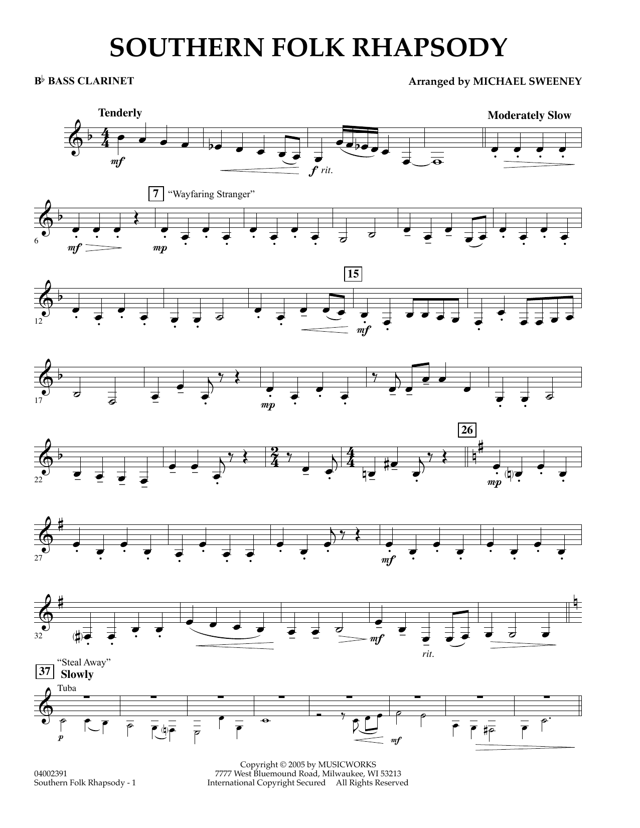 Learn to play Michael Sweeney Southern Folk Rhapsody - Bb Bass Clarinet sheet music for Concert Band in minutes. Michael Sweeney Southern Folk Rhapsody - Bb Bass Clarinet sheet music preview music notes and score for Concert Band including 2 page(s)
