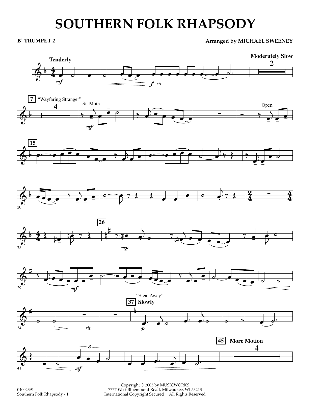 Learn to play Michael Sweeney Southern Folk Rhapsody - Bb Trumpet 2 sheet music for Concert Band in minutes. Michael Sweeney Southern Folk Rhapsody - Bb Trumpet 2 sheet music preview music notes and score for Concert Band including 2 page(s)
