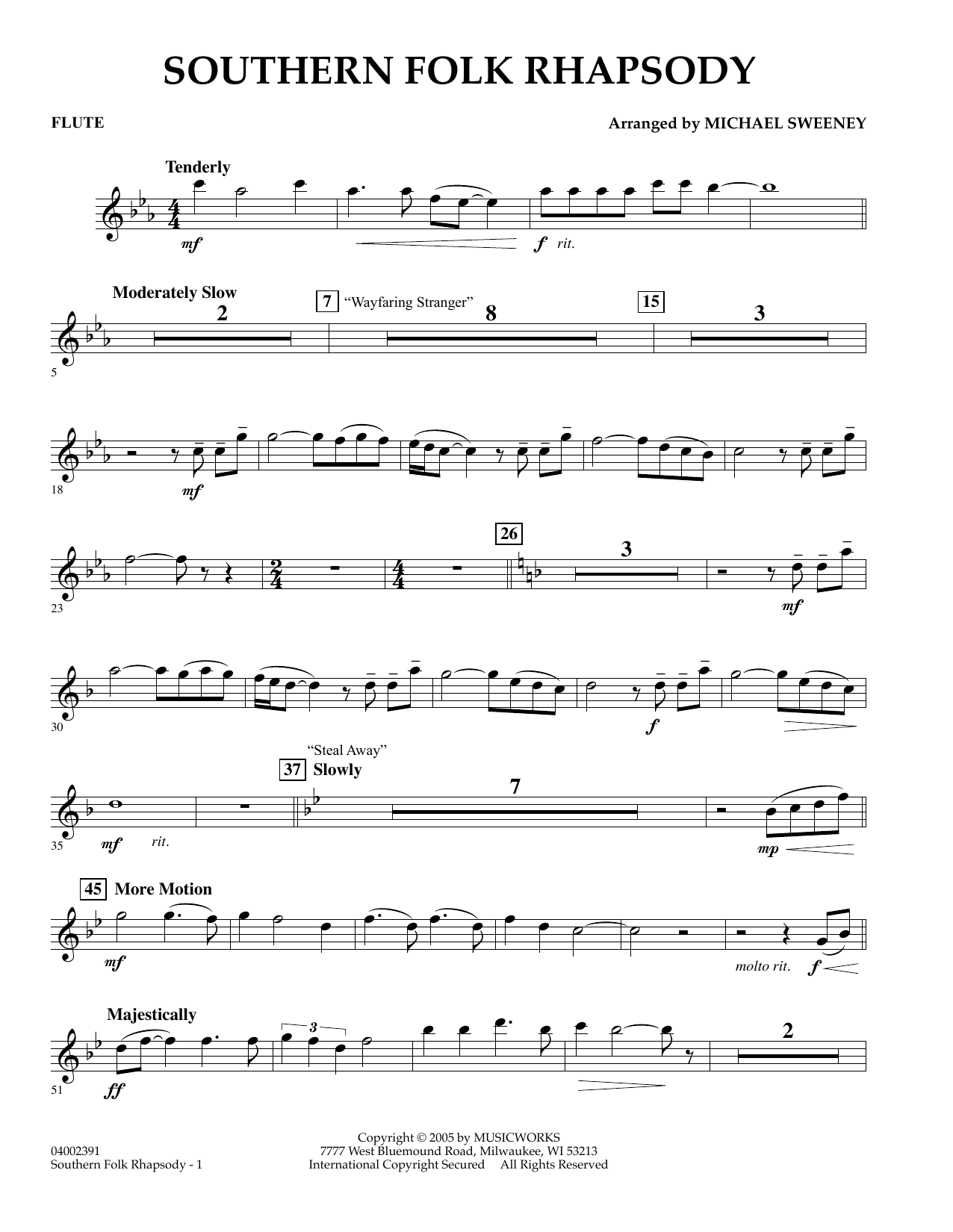 Learn to play Michael Sweeney Southern Folk Rhapsody - Flute sheet music for Concert Band in minutes. Michael Sweeney Southern Folk Rhapsody - Flute sheet music preview music notes and score for Concert Band including 2 page(s)