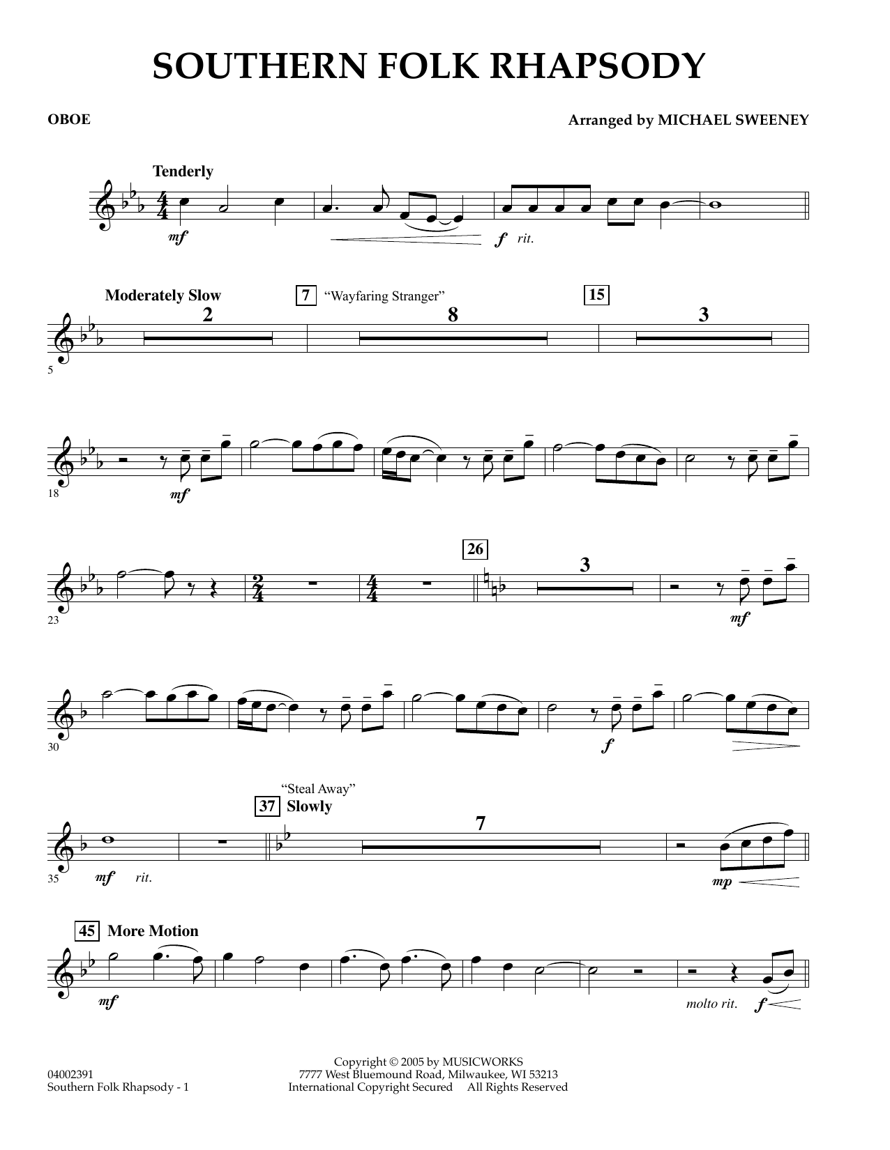 Learn to play Michael Sweeney Southern Folk Rhapsody - Oboe sheet music for Concert Band in minutes. Michael Sweeney Southern Folk Rhapsody - Oboe sheet music preview music notes and score for Concert Band including 2 page(s)