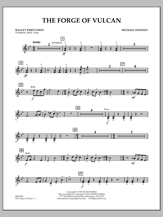 Learn to play Michael Sweeney The Forge of Vulcan - Mallet Percussion sheet music for Concert Band in minutes. Michael Sweeney The Forge of Vulcan - Mallet Percussion sheet music notes and chords