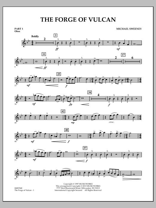 Learn to play Michael Sweeney The Forge of Vulcan - Pt.1 - Oboe sheet music for Concert Band in minutes. Michael Sweeney The Forge of Vulcan - Pt.1 - Oboe sheet music notes and chords