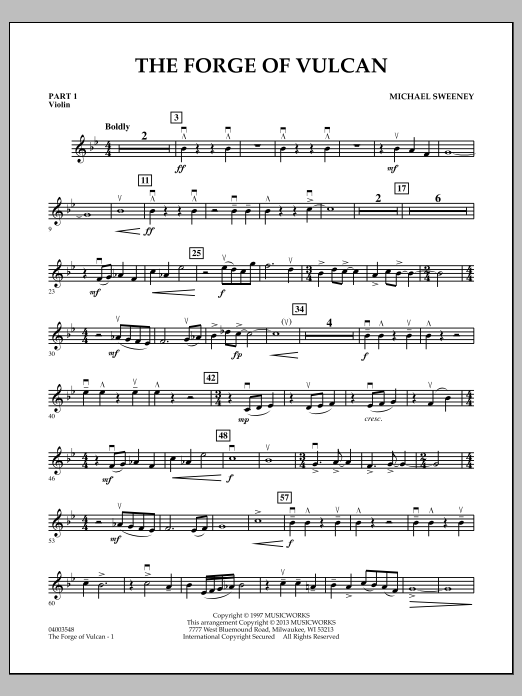 Learn to play Michael Sweeney The Forge of Vulcan - Pt.1 - Violin sheet music for Concert Band in minutes. Michael Sweeney The Forge of Vulcan - Pt.1 - Violin sheet music notes and chords