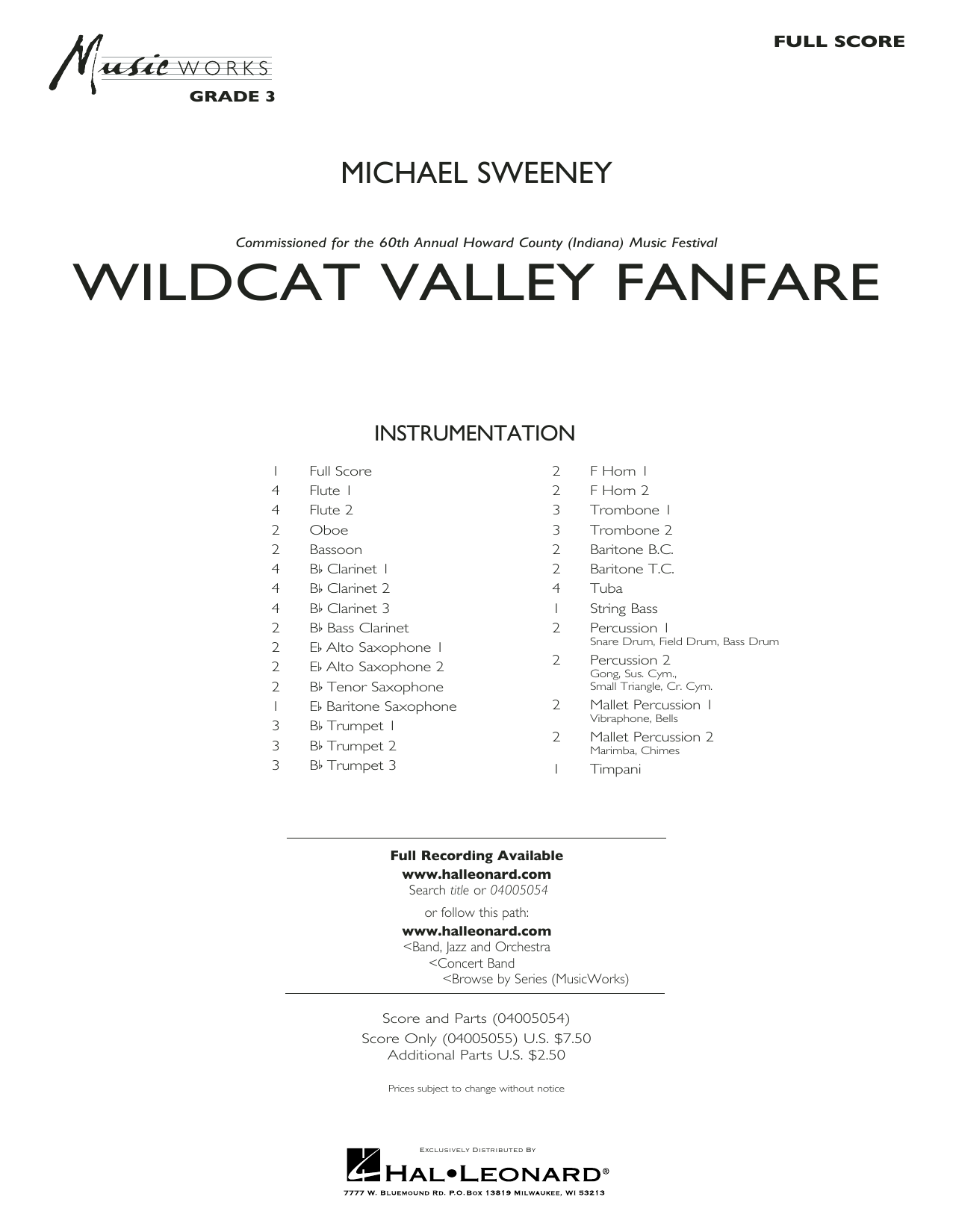 Learn to play Michael Sweeney Wildcat Valley Fanfare - Conductor Score (Full Score) sheet music for Concert Band in minutes. Michael Sweeney Wildcat Valley Fanfare - Conductor Score (Full Score) sheet music preview music notes and score for Concert Band including 20 page(s)