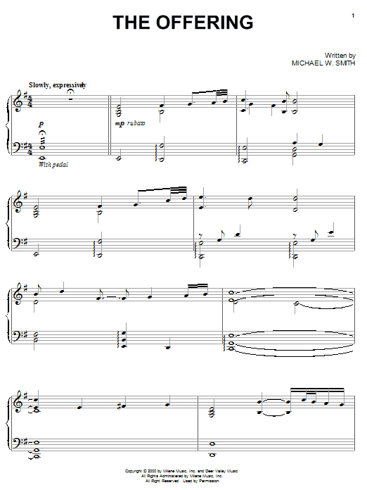 Learn to play Michael W. Smith The Offering sheet music for Piano in minutes. Michael W. Smith The Offering sheet music notes and chords