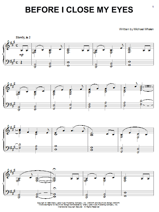Learn to play Michael Whalen Before I Close My Eyes sheet music for Piano in minutes. Michael Whalen Before I Close My Eyes sheet music notes and chords