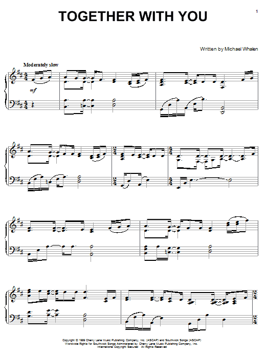 Learn to play Michael Whalen Together With You sheet music for Piano in minutes. Michael Whalen Together With You sheet music preview music notes and score for Piano including 4 page(s)