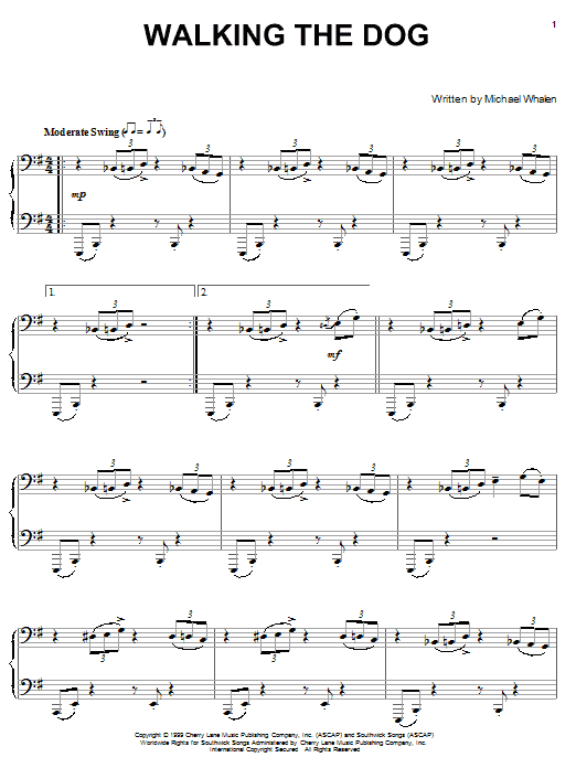 Learn to play Michael Whalen Walking The Dog sheet music for Piano in minutes. Michael Whalen Walking The Dog sheet music preview music notes and score for Piano including 5 page(s)