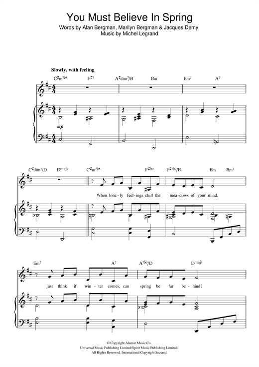 Learn to play Michel Legrand You Must Believe In Spring sheet music for Piano in minutes. Michel Legrand You Must Believe In Spring sheet music notes and chords