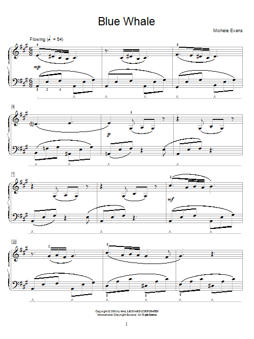 Learn to play Michele Evans Blue Whale sheet music for Easy Piano in minutes. Michele Evans Blue Whale sheet music preview music notes and score for Easy Piano including 3 page(s)