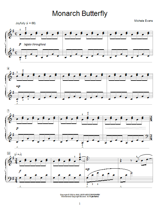 Learn to play Michele Evans Monarch Butterfly sheet music for Easy Piano in minutes. Michele Evans Monarch Butterfly sheet music preview music notes and score for Easy Piano including 2 page(s)
