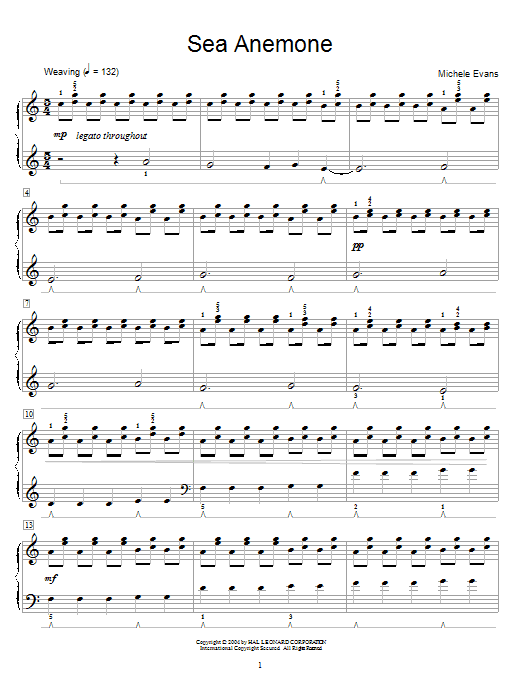 Learn to play Michele Evans Sea Anemone sheet music for Easy Piano in minutes. Michele Evans Sea Anemone sheet music preview music notes and score for Easy Piano including 2 page(s)
