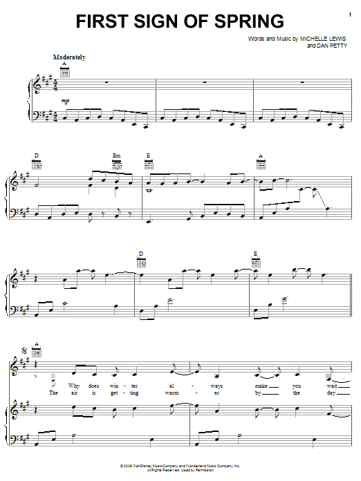 Learn to play Michelle Lewis First Sign Of Spring sheet music for Piano, Vocal & Guitar (Right-Hand Melody) in minutes. Michelle Lewis First Sign Of Spring sheet music preview music notes and score for Piano, Vocal & Guitar (Right-Hand Melody) including 10 page(s)