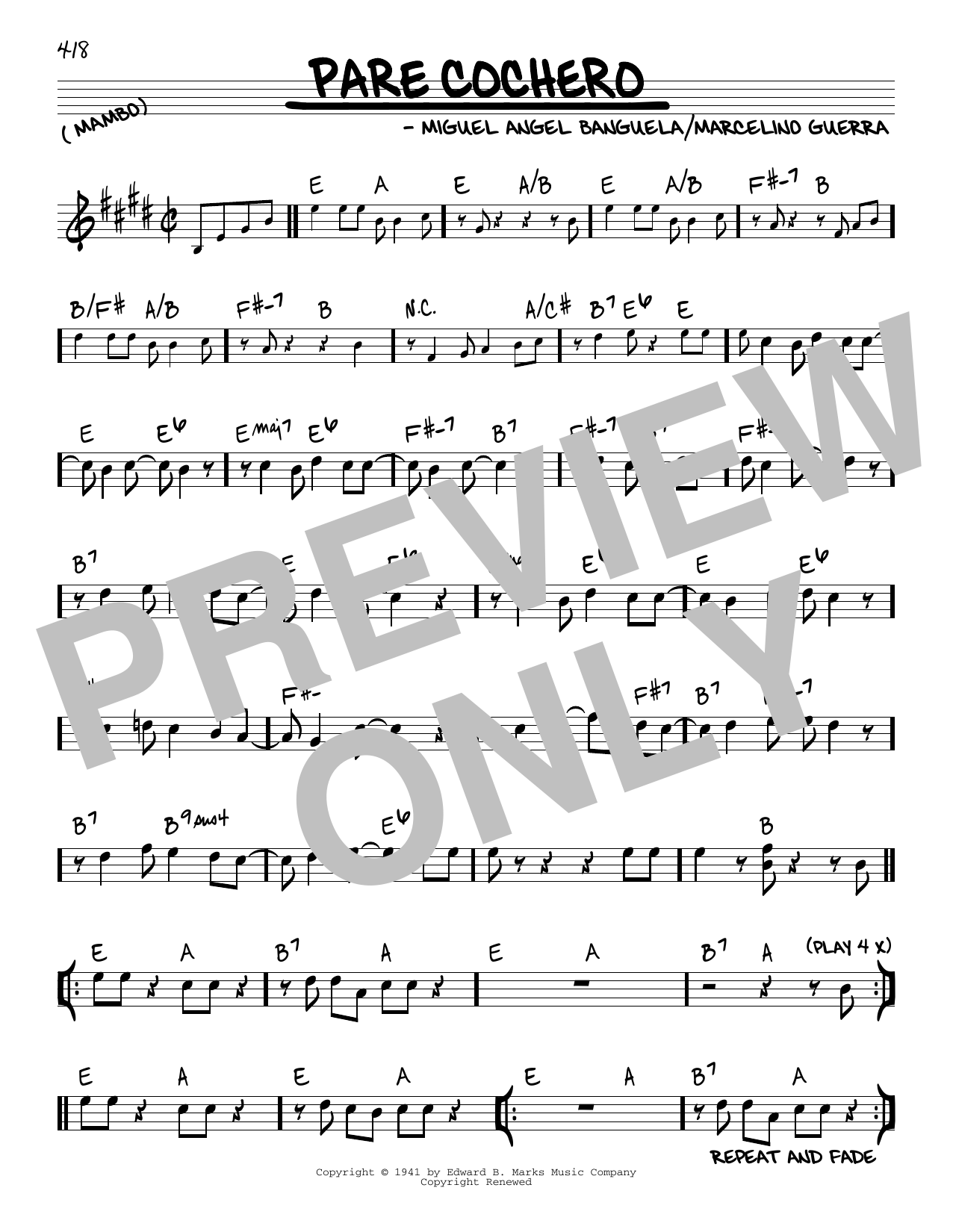 Learn to play Miguel Angel Banguela Pare Cochero sheet music for Real Book – Melody & Chords in minutes. Miguel Angel Banguela Pare Cochero sheet music preview music notes and score for Real Book – Melody & Chords including 1 page(s)