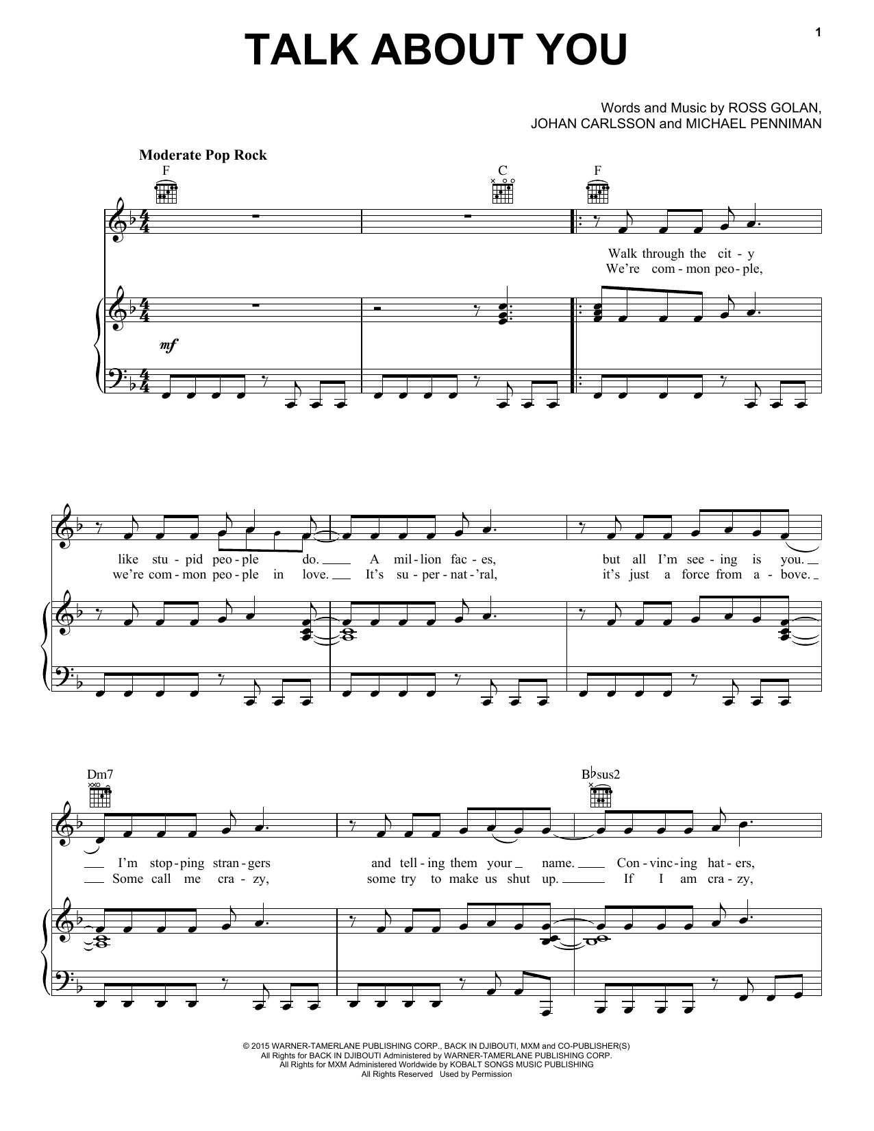 Learn to play Mika Talk About You sheet music for Piano, Vocal & Guitar (Right-Hand Melody) in minutes. Mika Talk About You sheet music preview music notes and score for Piano, Vocal & Guitar (Right-Hand Melody) including 7 page(s)