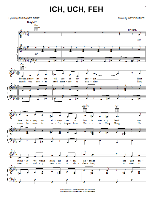 Mike Stoller Ich, Uch, Feh sheet music, chords, lyrics - Printable PDF for Piano, Vocal & Guitar (Right-Hand Melody)