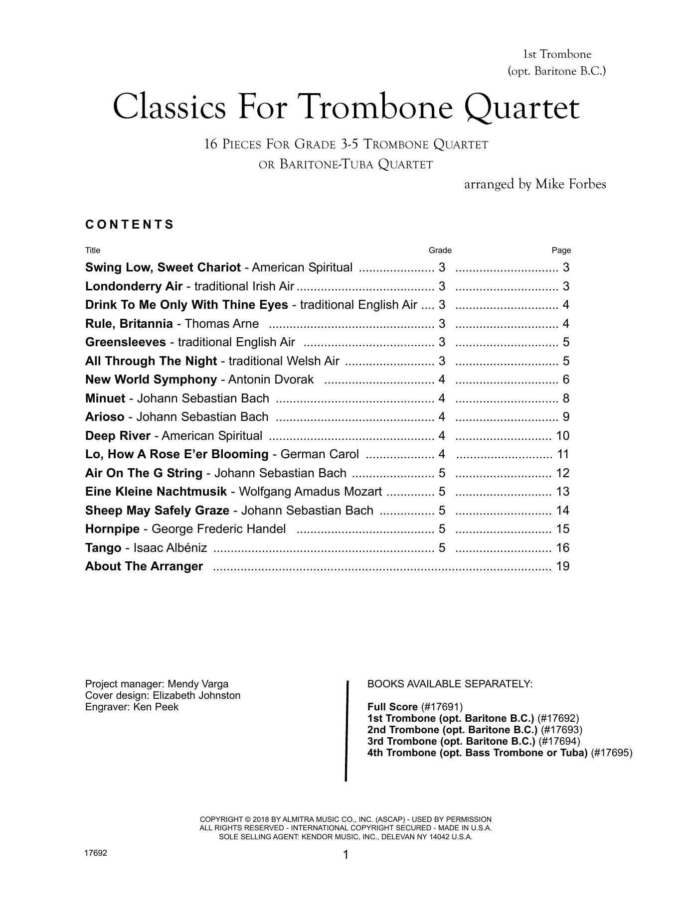 Learn to play Mike Forbes Classics For Trombone Quartet - 1st Trombone sheet music for Brass Ensemble in minutes. Mike Forbes Classics For Trombone Quartet - 1st Trombone sheet music preview music notes and score for Brass Ensemble including 17 page(s)