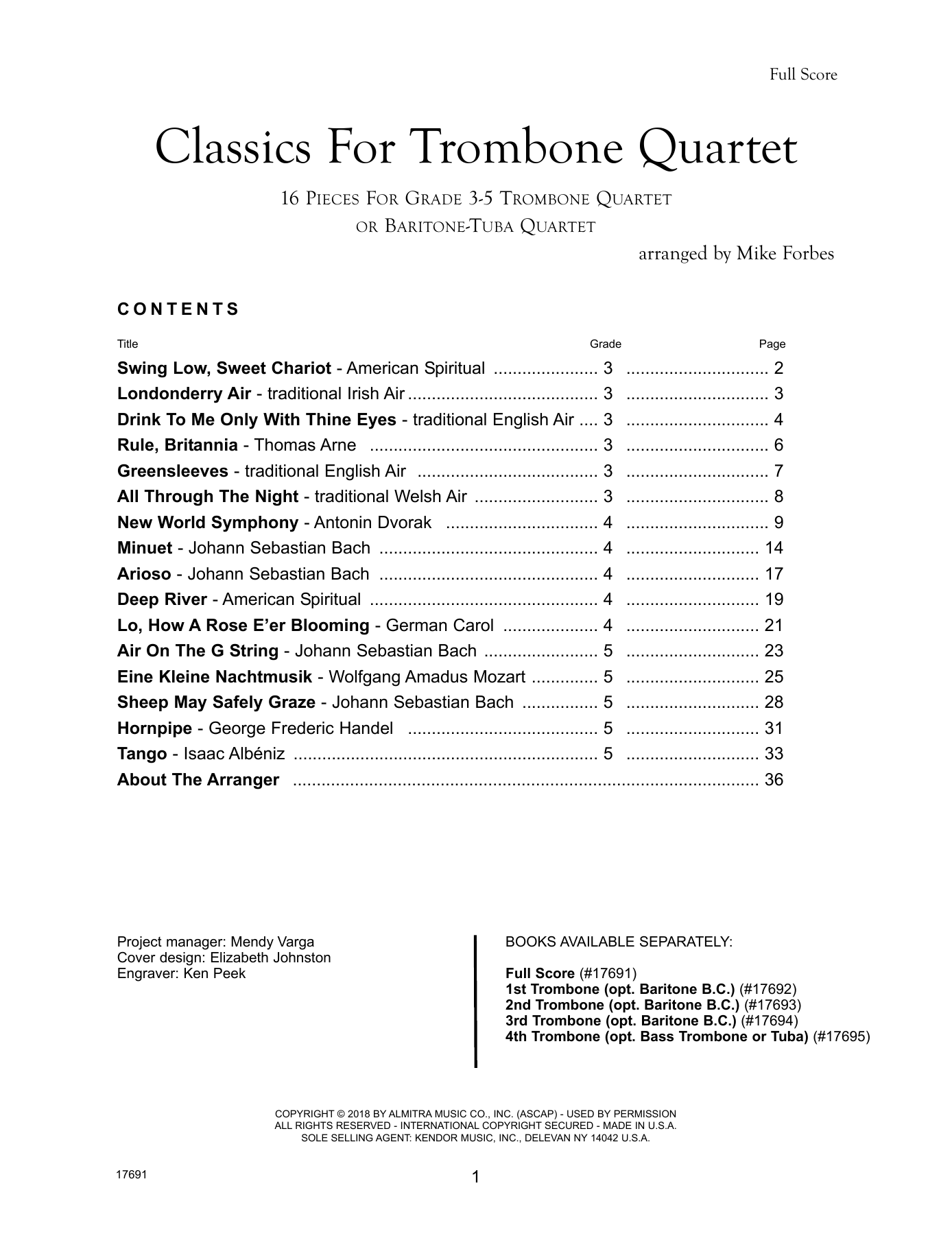 Learn to play Mike Forbes Classics For Trombone Quartet - Full Score sheet music for Brass Ensemble in minutes. Mike Forbes Classics For Trombone Quartet - Full Score sheet music preview music notes and score for Brass Ensemble including 36 page(s)