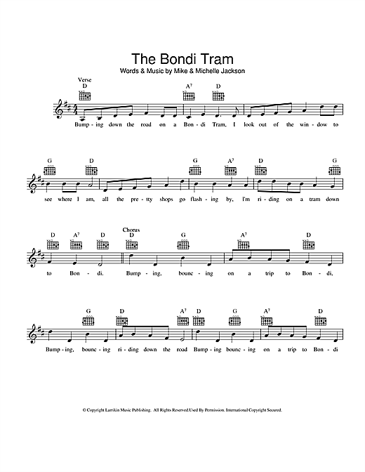 Learn to play Mike Jackson The Bondi Tram sheet music for Melody Line, Lyrics & Chords in minutes. Mike Jackson The Bondi Tram sheet music preview music notes and score for Melody Line, Lyrics & Chords including 2 page(s)