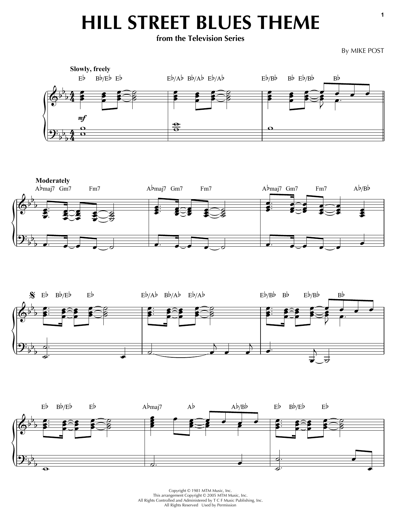 Learn to play Mike Post Hill Street Blues Theme sheet music for Easy Piano in minutes. Mike Post Hill Street Blues Theme sheet music notes and chords