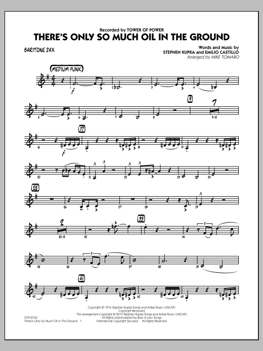 Learn to play Mike Tomaro There's Only So Much Oil in the Ground - Baritone Sax sheet music for Jazz Ensemble in minutes. Mike Tomaro There's Only So Much Oil in the Ground - Baritone Sax sheet music notes and chords