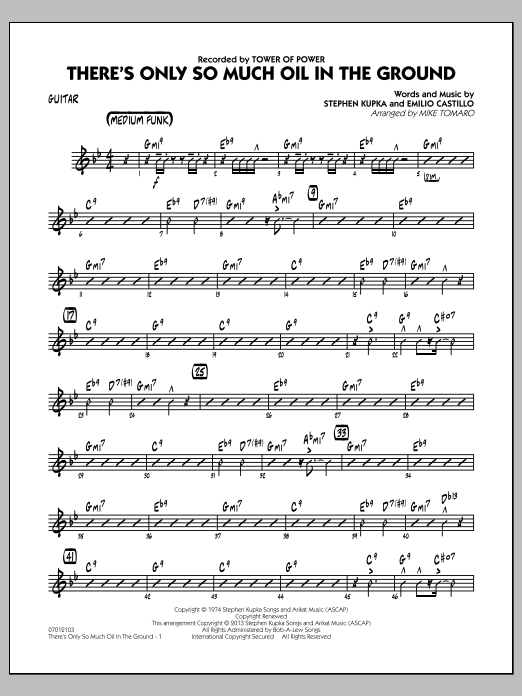 Learn to play Mike Tomaro There's Only So Much Oil in the Ground - Guitar sheet music for Jazz Ensemble in minutes. Mike Tomaro There's Only So Much Oil in the Ground - Guitar sheet music notes and chords