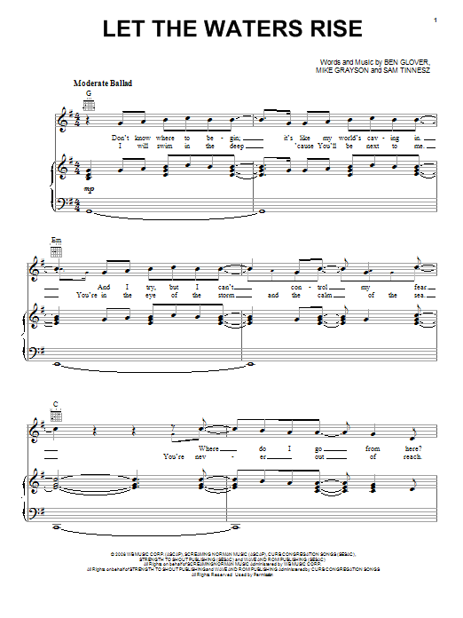 Learn to play Mikeschair Let The Waters Rise sheet music for Piano, Vocal & Guitar (Right-Hand Melody) in minutes. Mikeschair Let The Waters Rise sheet music preview music notes and score for Piano, Vocal & Guitar (Right-Hand Melody) including 6 page(s)