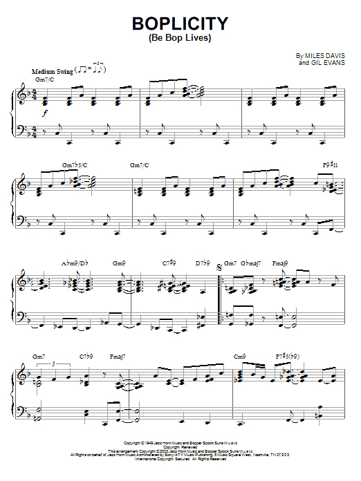 Learn to play Miles Davis Boplicity (Be Bop Lives) sheet music for Real Book – Melody & Chords in minutes. Miles Davis Boplicity (Be Bop Lives) sheet music preview music notes and score for Real Book – Melody & Chords including 1 page(s)