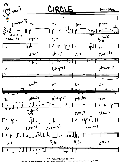 Learn to play Miles Davis Circle sheet music for Piano in minutes. Miles Davis Circle sheet music preview music notes and score for Piano including 8 page(s)
