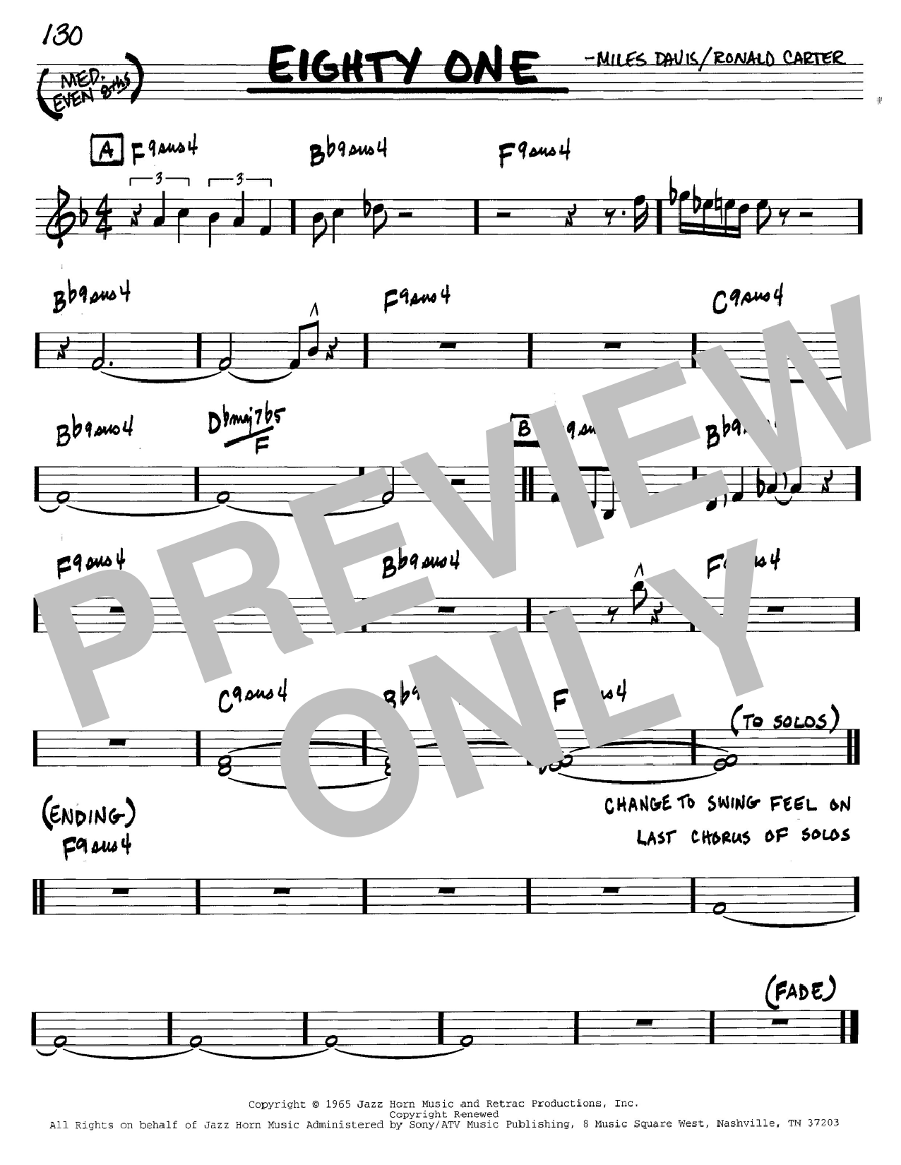 Learn to play Miles Davis Eighty One sheet music for Piano in minutes. Miles Davis Eighty One sheet music preview music notes and score for Piano including 5 page(s)