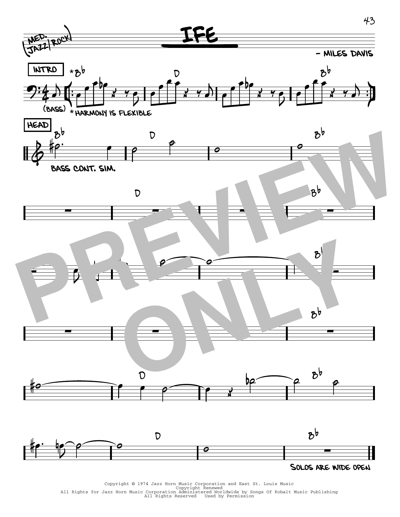 Learn to play Miles Davis Ife sheet music for Real Book – Melody & Chords in minutes. Miles Davis Ife sheet music preview music notes and score for Real Book – Melody & Chords including 1 page(s)