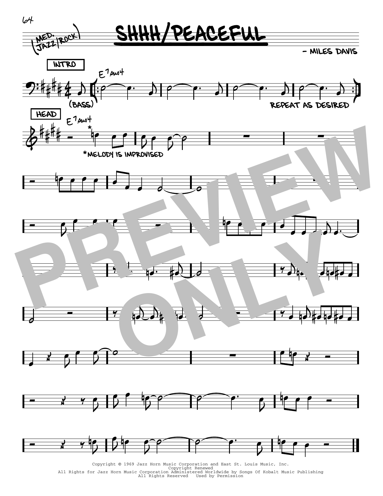 Learn to play Miles Davis Shhh/Peaceful sheet music for Real Book – Melody & Chords in minutes. Miles Davis Shhh/Peaceful sheet music preview music notes and score for Real Book – Melody & Chords including 1 page(s)