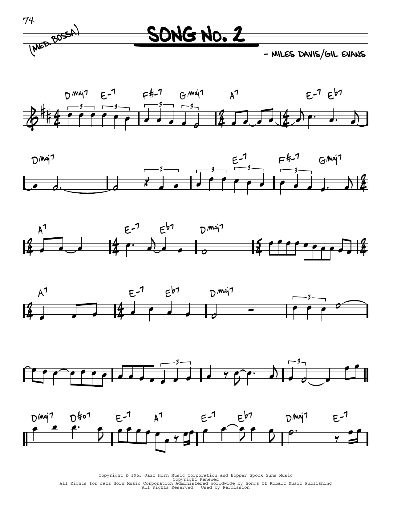 Learn to play Miles Davis Song No. 2 sheet music for Real Book – Melody & Chords in minutes. Miles Davis Song No. 2 sheet music preview music notes and score for Real Book – Melody & Chords including 2 page(s)