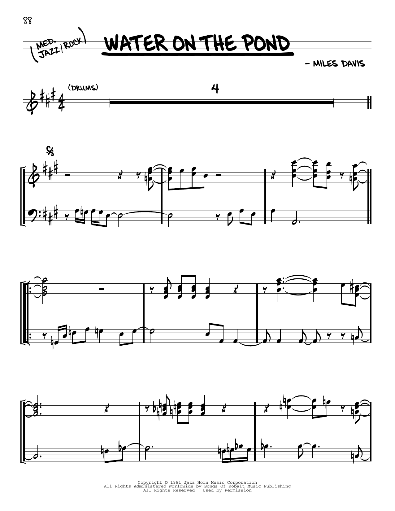 Learn to play Miles Davis Water On The Pond sheet music for Real Book – Melody & Chords in minutes. Miles Davis Water On The Pond sheet music preview music notes and score for Real Book – Melody & Chords including 3 page(s)