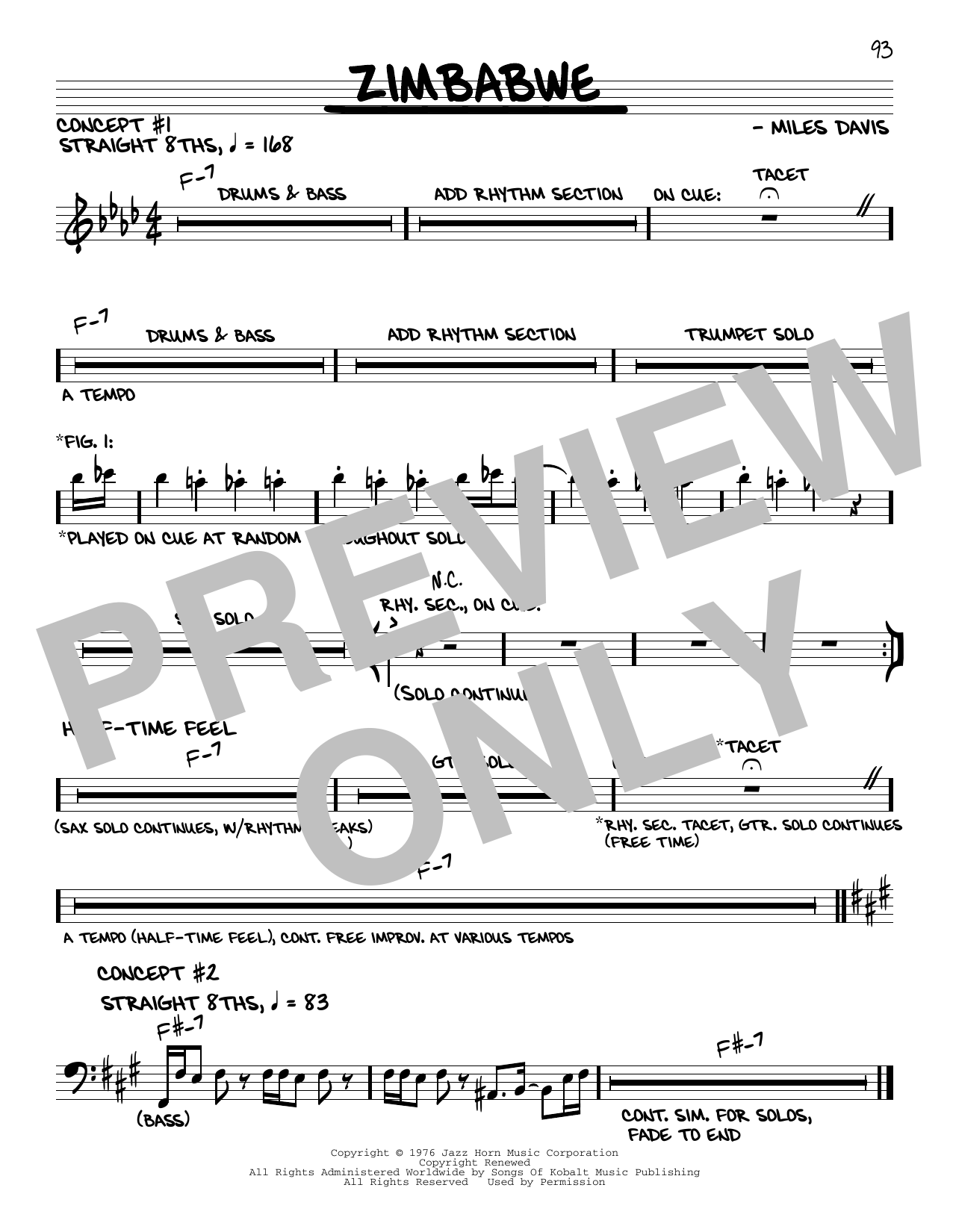 Learn to play Miles Davis Zimbabwe sheet music for Real Book – Melody & Chords in minutes. Miles Davis Zimbabwe sheet music preview music notes and score for Real Book – Melody & Chords including 1 page(s)