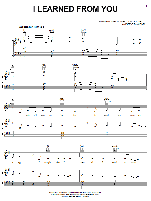 Learn to play Miley Cyrus I Learned From You sheet music for Easy Guitar Tab in minutes. Miley Cyrus I Learned From You sheet music preview music notes and score for Easy Guitar Tab including 5 page(s)