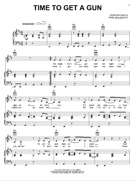 Learn to play Miranda Lambert Time To Get A Gun sheet music for Piano, Vocal & Guitar (Right-Hand Melody) in minutes. Miranda Lambert Time To Get A Gun sheet music notes and chords