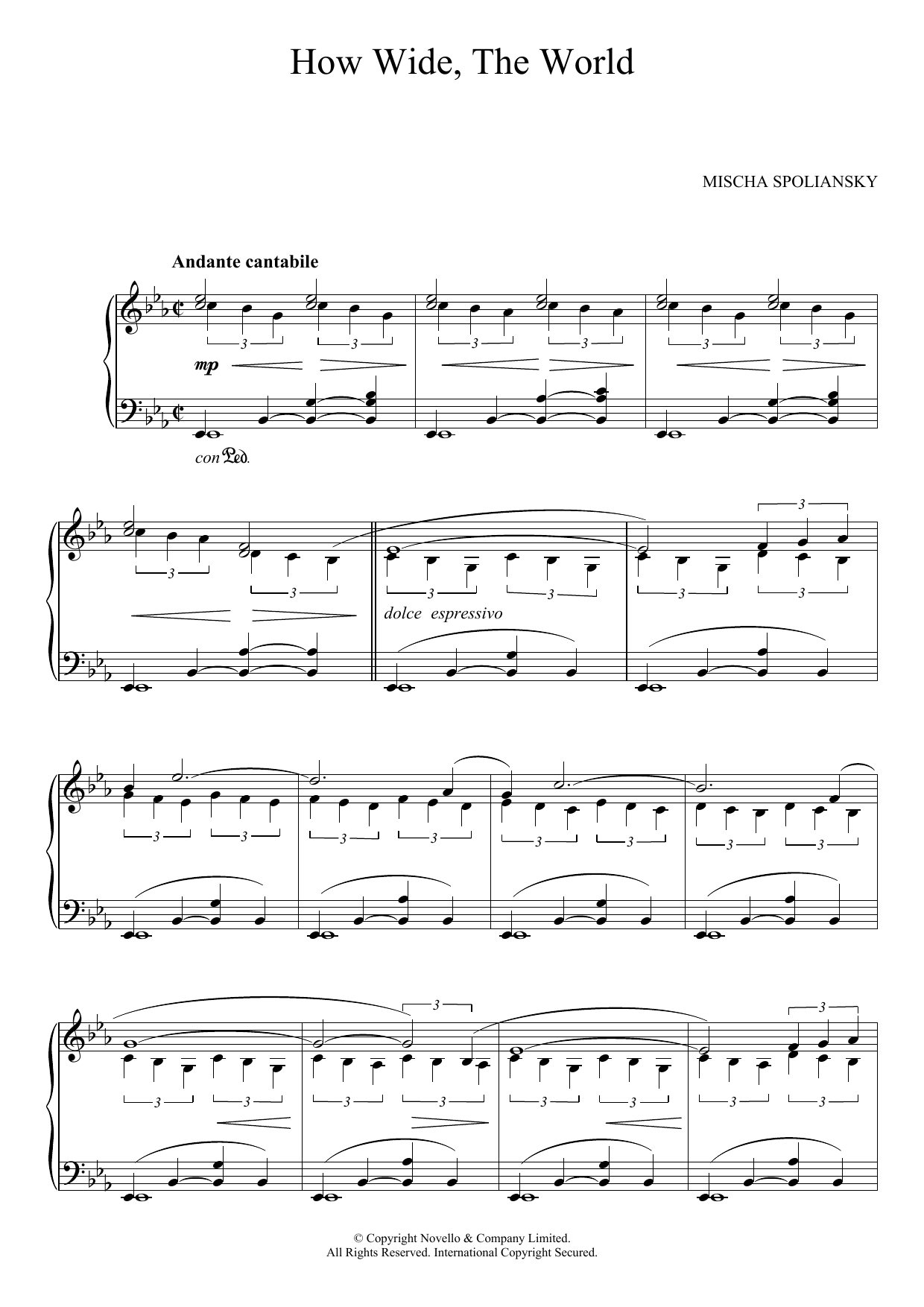 Mischa Spoliansky How Wide, The World sheet music, chords, lyrics - Printable PDF for Piano