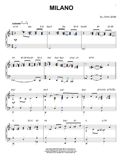 Learn to play Modern Jazz Quartet Milano sheet music for Piano in minutes. Modern Jazz Quartet Milano sheet music notes and chords